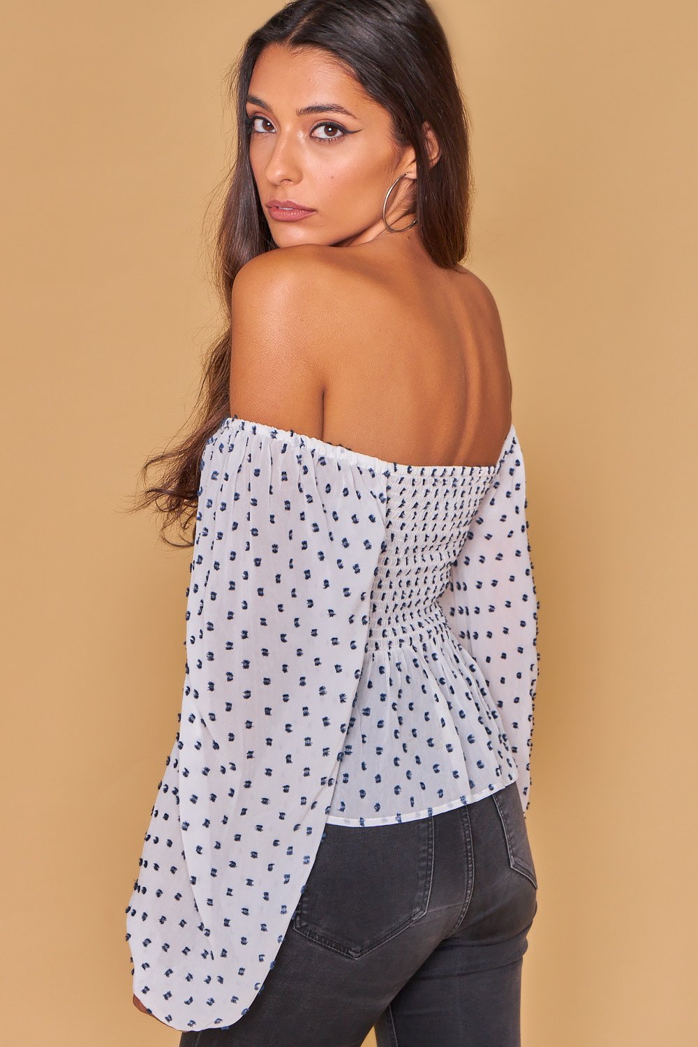 Top Semicorto con Mangas Hinchadas - Blanco