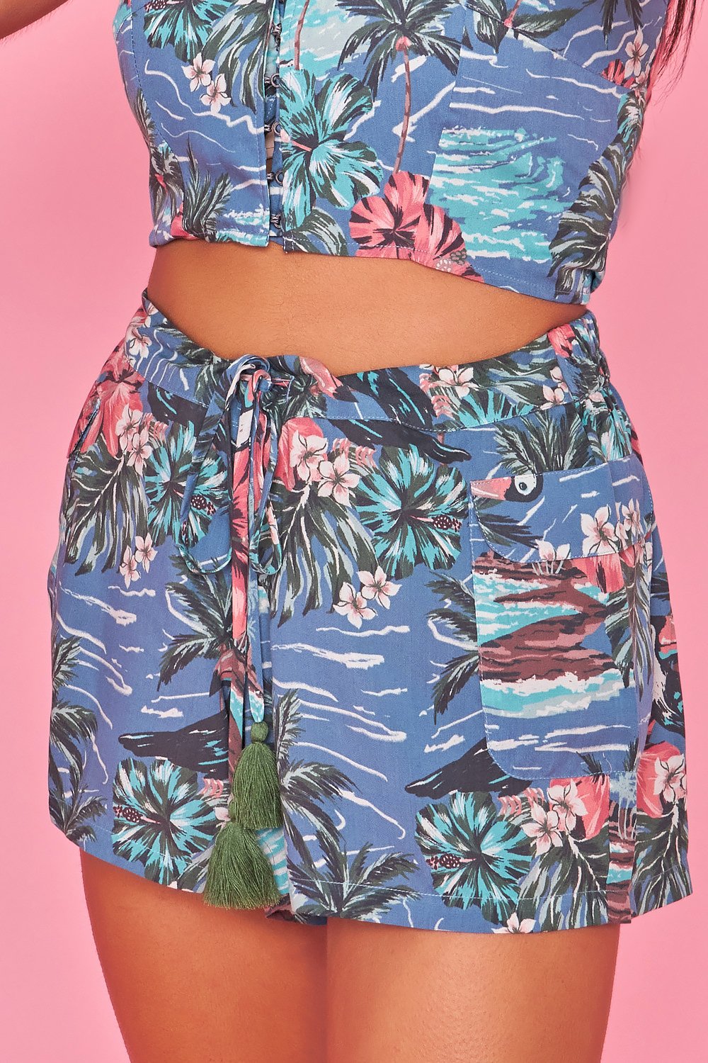Top corset estampado - azul