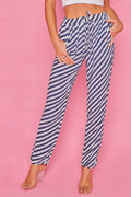 Pantalones Tapered Estampados-Azul Y Blanco