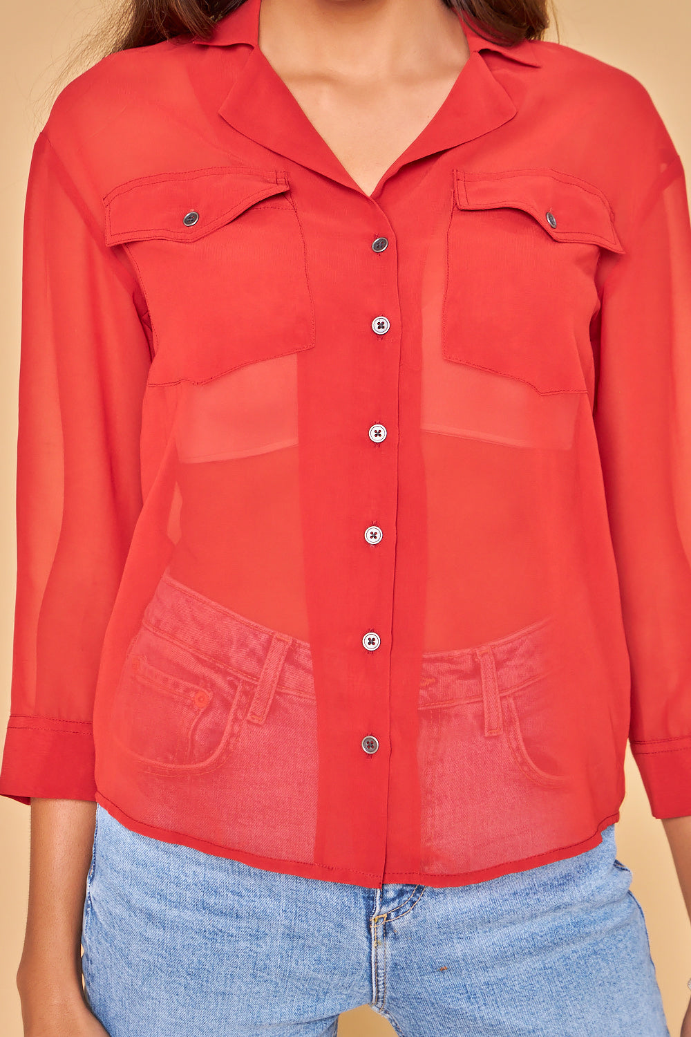 red shirt with pockets