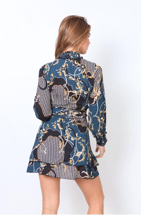 Turtle neck dress - peacock blue