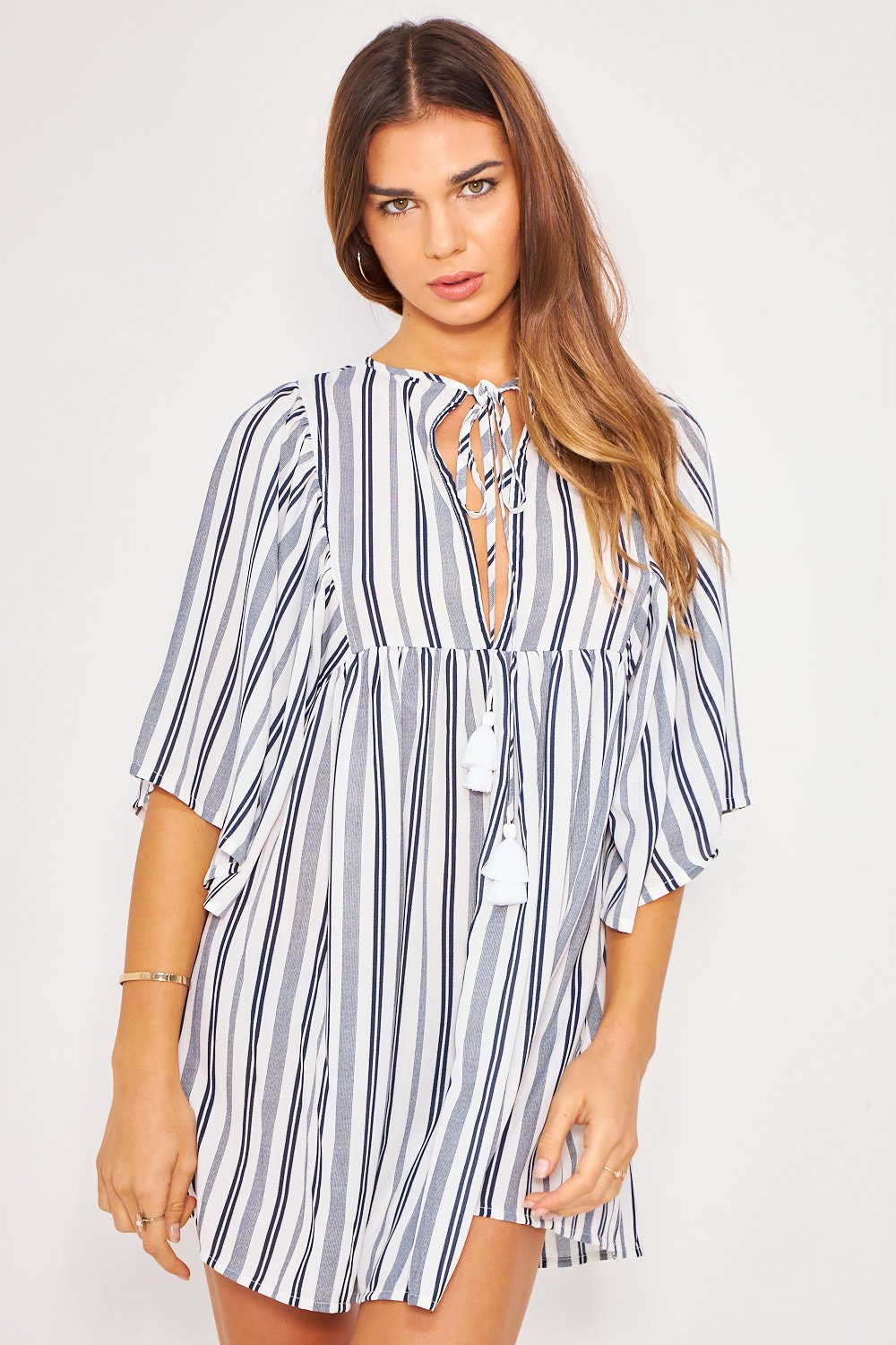 Mini vestido de juego - azul y blanco