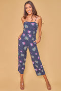 Mono aziºl con estampado floral