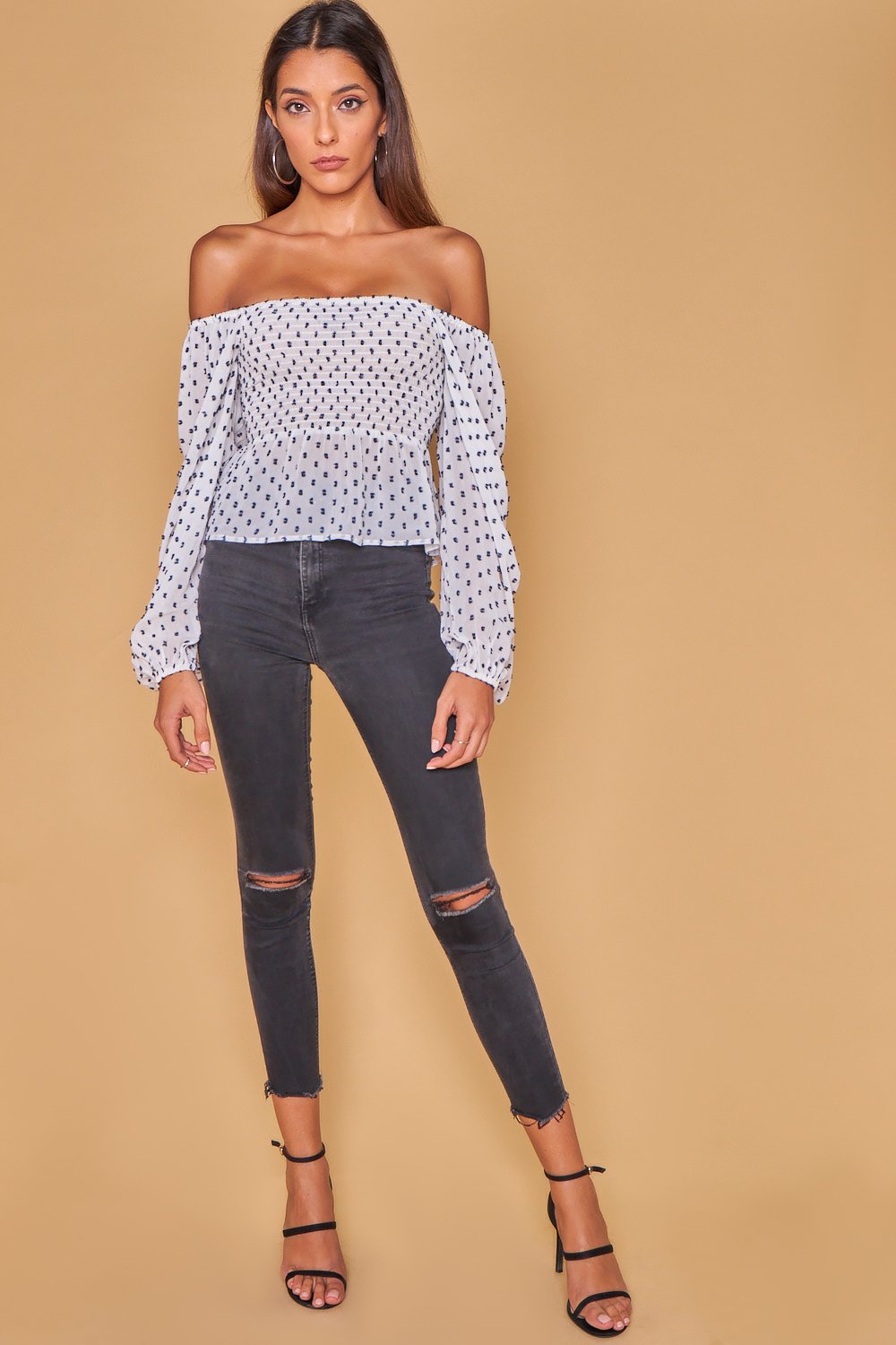 Top Semicorto con Mangas Hinchadas - Blanco