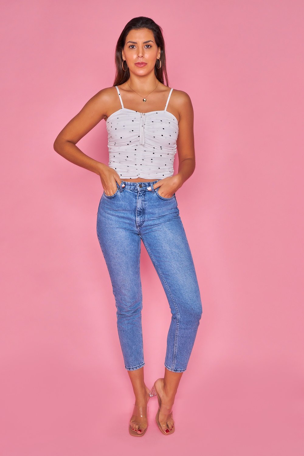 Crop top lunares - Blanco