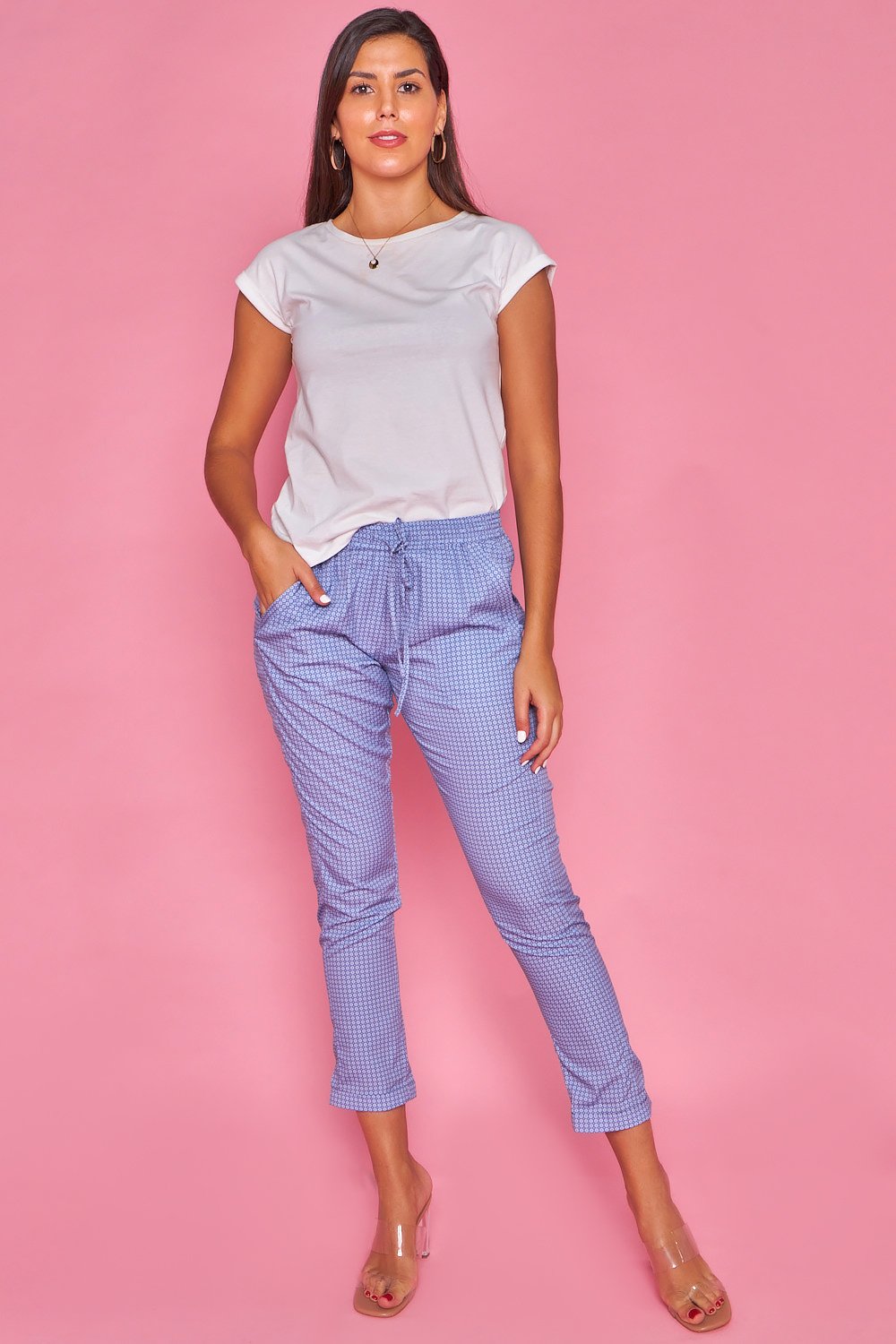 Pantalones Tapered Estampados-Azul