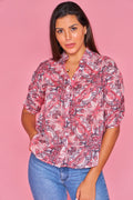 Camisa casual estampada rosa