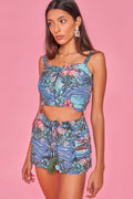 Top corset estampado - azul