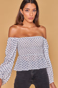Top Semicorto con Mangas Hinchadas - Blanco
