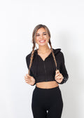 Red Cheri Airy Crop Sudaderas con capucha Negro