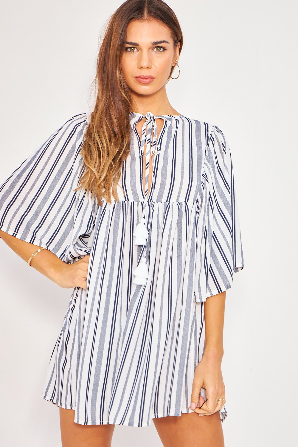 Mini vestido de juego - azul y blanco