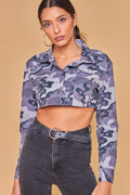 chaqueta corta de camuflaje - azul y gris