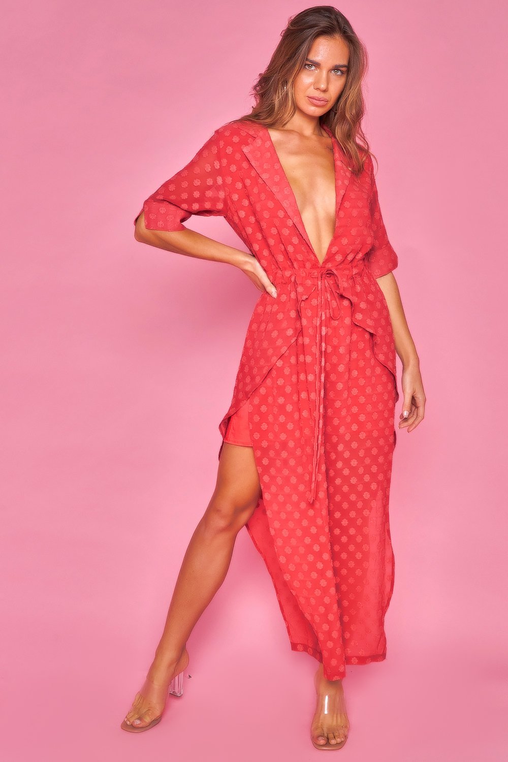 Open Leg Jumpsuit - Orange