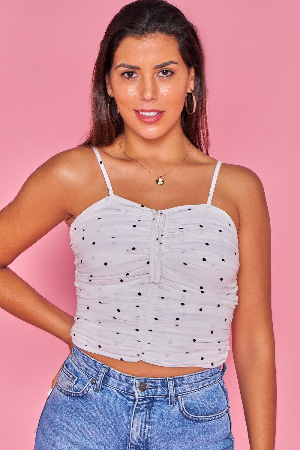 Crop top lunares - Blanco