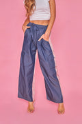 Pantalon Color Block-Azul Y Rosa