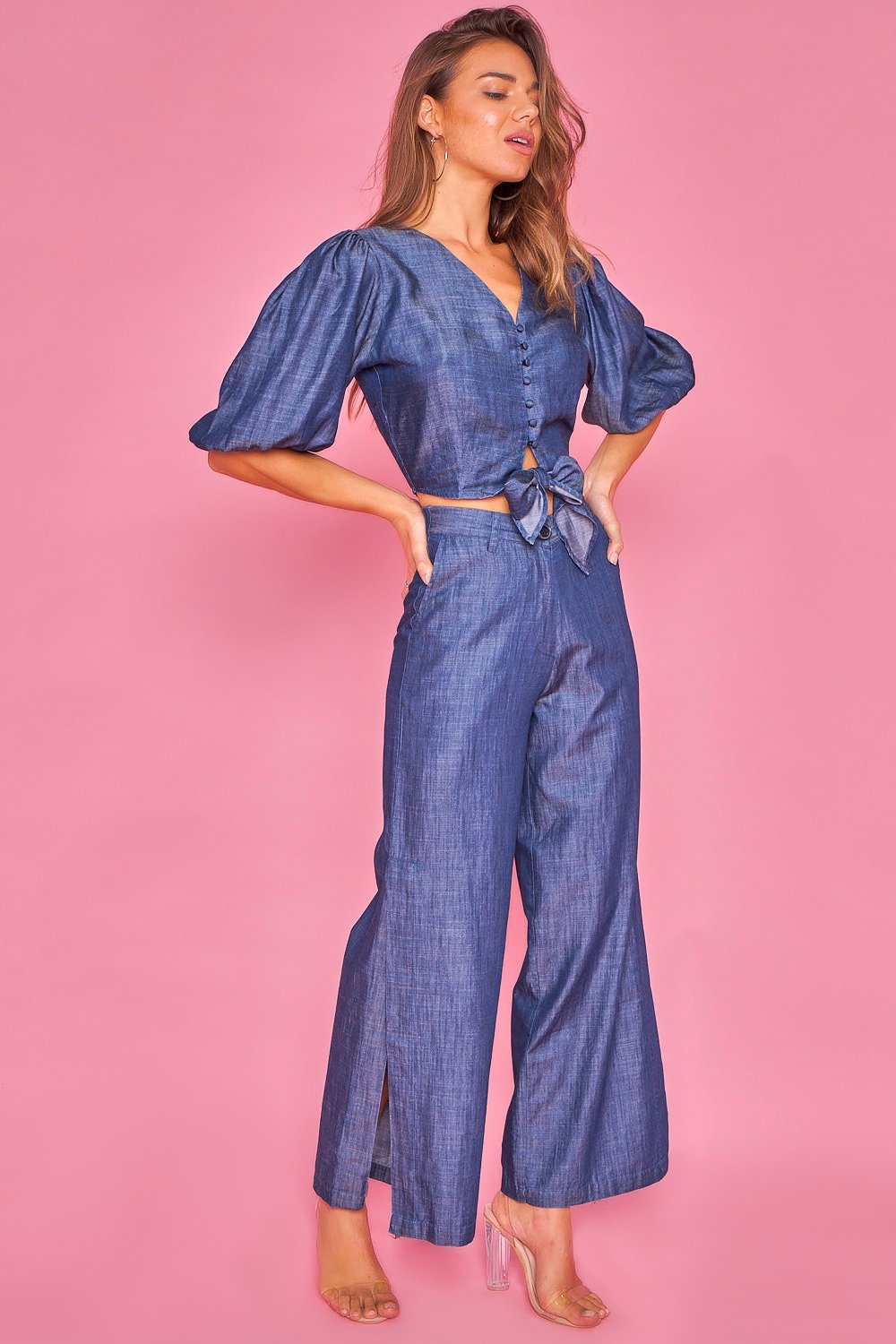 Pantalón vaquero de pernera ancha - Azul vaquero