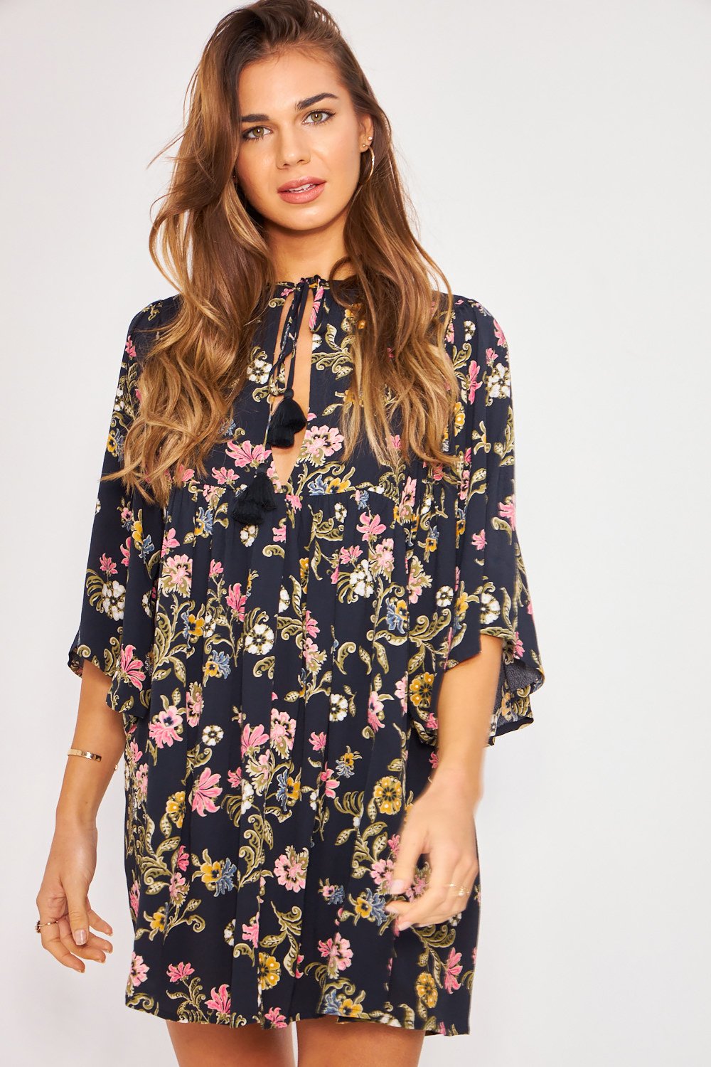 midi dress estampado negro