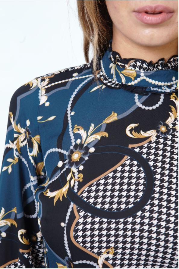Turtle neck dress - peacock blue
